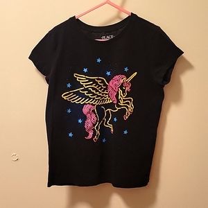 Girl's Medium Black Unicorn shirt
